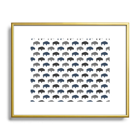 Little Arrow Design Co modern buffalo in navy and grey Metal Framed Art Print