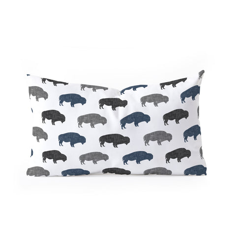 Little Arrow Design Co modern buffalo in navy and grey Oblong Throw Pillow