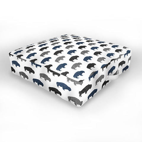 Little Arrow Design Co modern buffalo in navy and grey Outdoor Floor Cushion