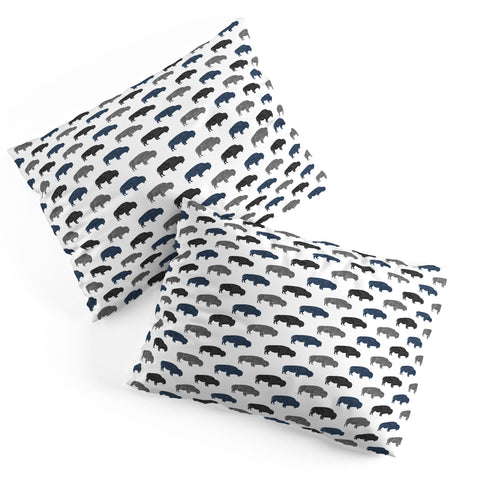 Little Arrow Design Co modern buffalo in navy and grey Pillow Shams