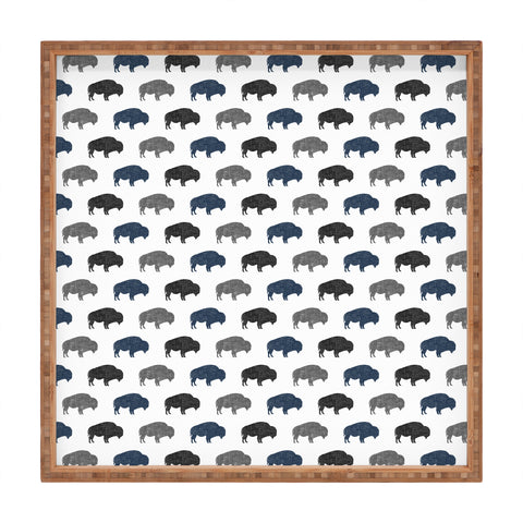 Little Arrow Design Co modern buffalo in navy and grey Square Tray