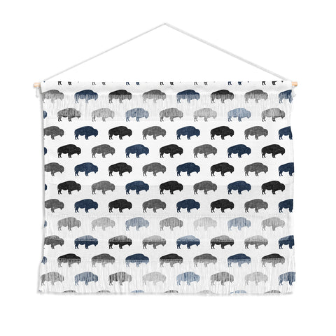 Little Arrow Design Co modern buffalo in navy and grey Wall Hanging Landscape