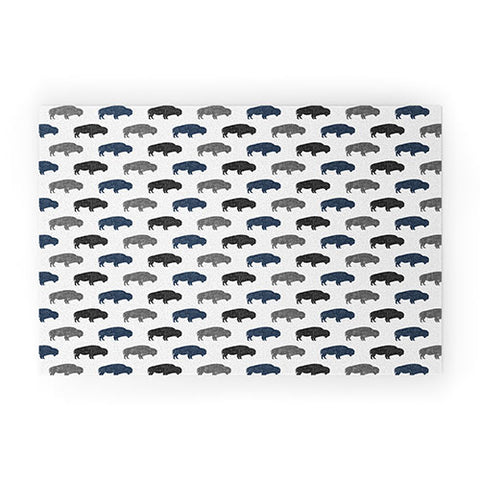 Little Arrow Design Co modern buffalo in navy and grey Welcome Mat