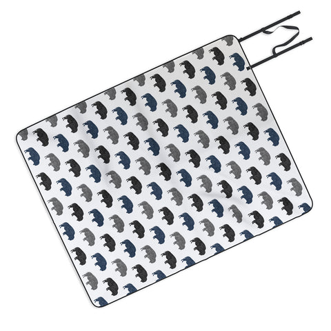 Little Arrow Design Co modern buffalo in navy and grey Picnic Blanket
