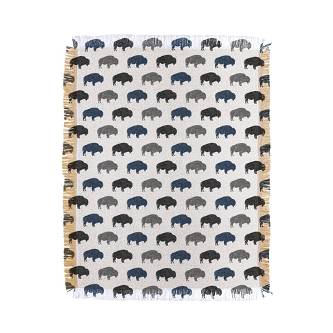Little Arrow Design Co modern buffalo in navy and grey Throw Blanket