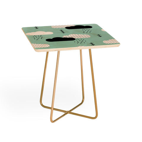 Little Arrow Design Co modern clouds on dark mint Square Side Table