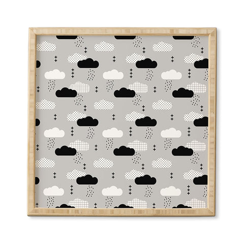Little Arrow Design Co modern clouds on grey Framed Wall Art