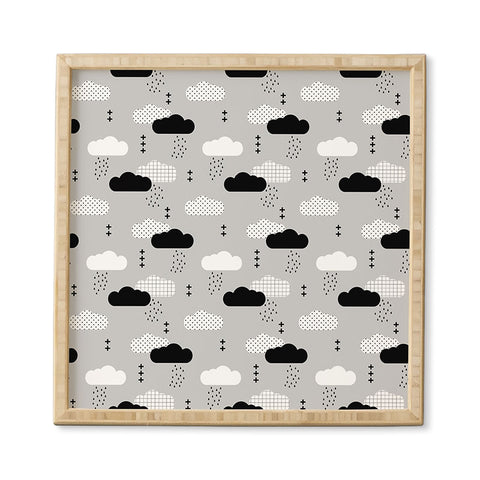 Little Arrow Design Co modern clouds on grey Framed Wall Art