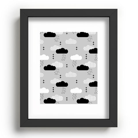 Little Arrow Design Co modern clouds on grey Recessed Framing Rectangle