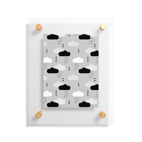 Little Arrow Design Co modern clouds on grey Floating Acrylic Print