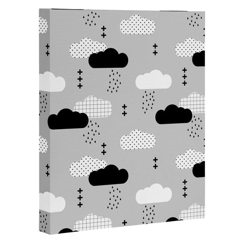 Little Arrow Design Co modern clouds on grey Art Canvas
