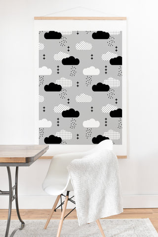 Little Arrow Design Co modern clouds on grey Art Print And Hanger