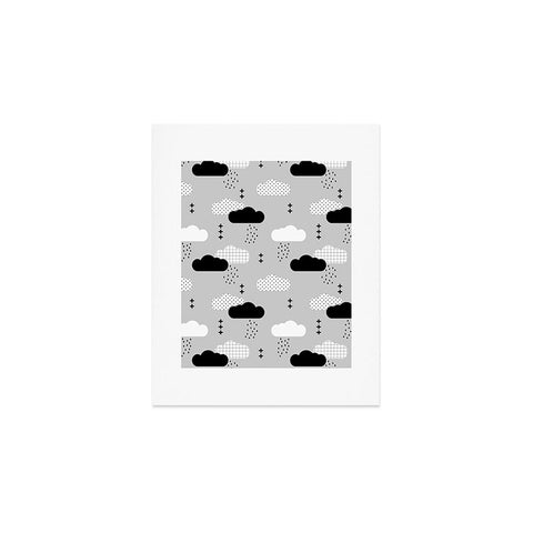 Little Arrow Design Co modern clouds on grey Art Print