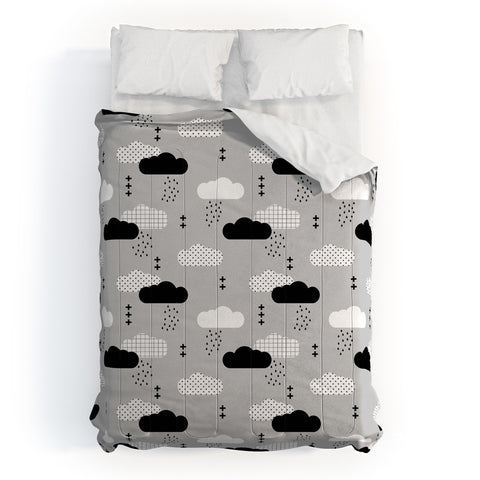 Little Arrow Design Co modern clouds on grey Comforter