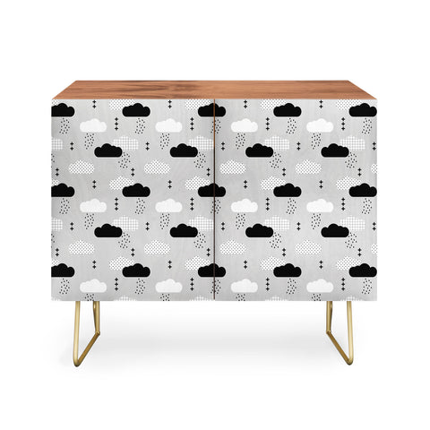 Little Arrow Design Co modern clouds on grey Credenza