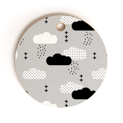 Little Arrow Design Co modern clouds on grey Cutting Board Round