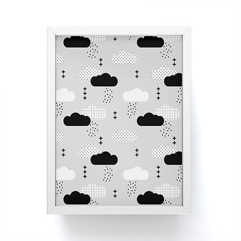 Little Arrow Design Co modern clouds on grey Framed Mini Art Print