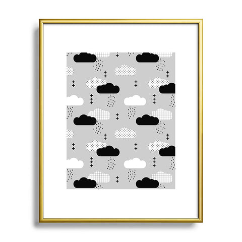 Little Arrow Design Co modern clouds on grey Metal Framed Art Print
