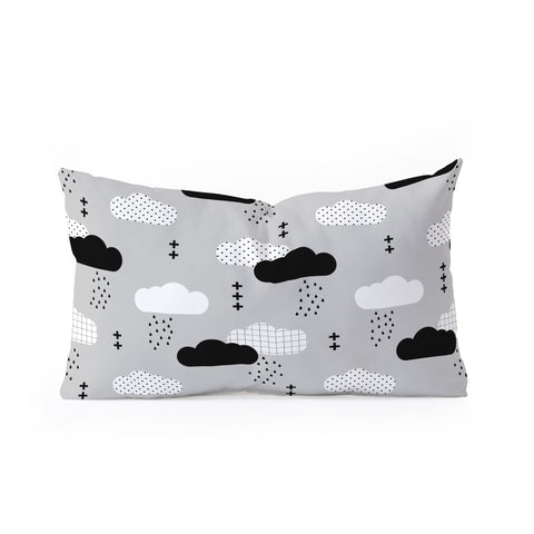 Little Arrow Design Co modern clouds on grey Oblong Throw Pillow