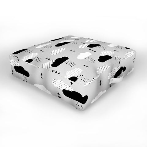 Little Arrow Design Co modern clouds on grey Outdoor Floor Cushion