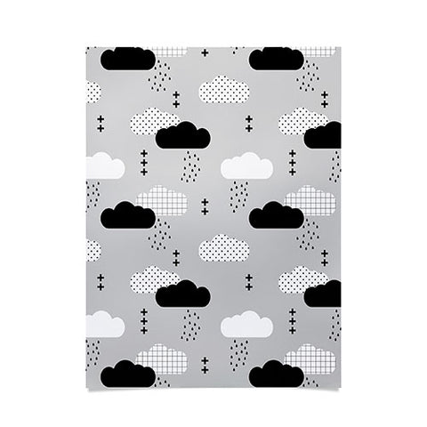 Little Arrow Design Co modern clouds on grey Poster