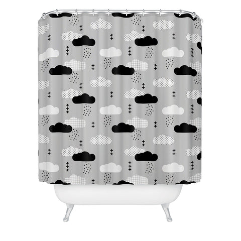 Little Arrow Design Co modern clouds on grey Shower Curtain