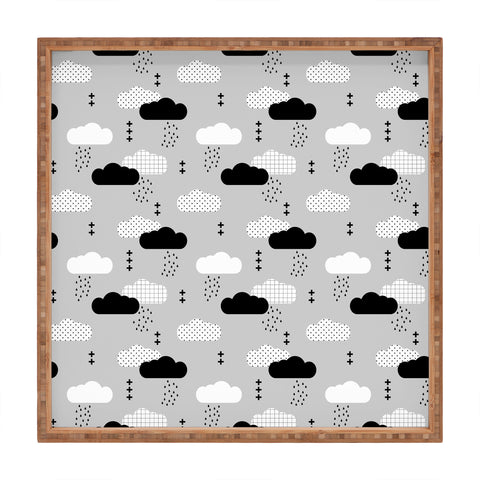 Little Arrow Design Co modern clouds on grey Square Tray