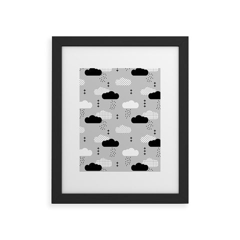 Little Arrow Design Co modern clouds on grey Framed Art Print