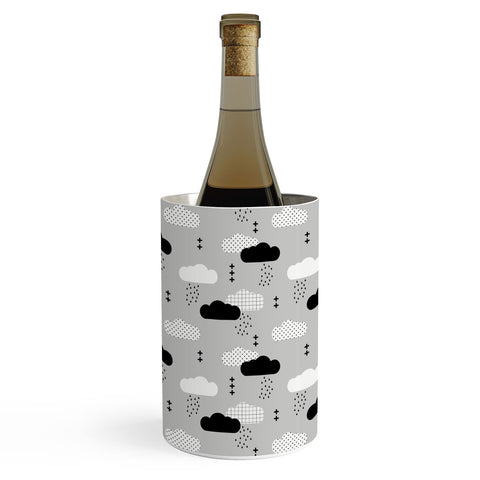 Little Arrow Design Co modern clouds on grey Wine Chiller