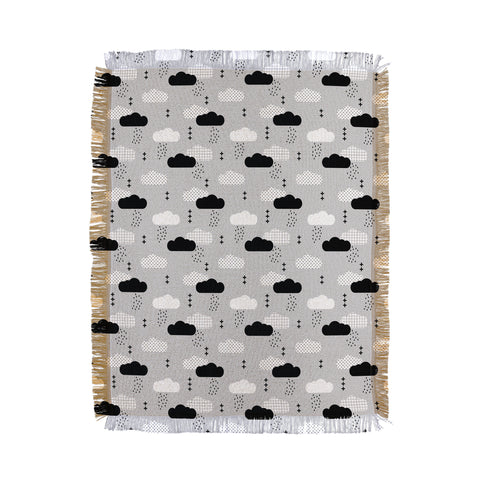 Little Arrow Design Co modern clouds on grey Throw Blanket