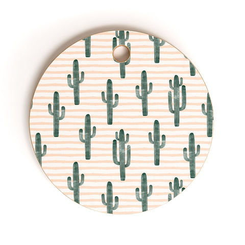 Little Arrow Design Co Modern Jungle Cactus Cutting Board Round