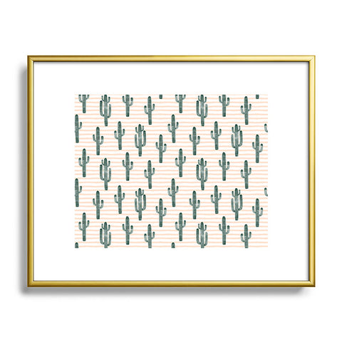 Little Arrow Design Co Modern Jungle Cactus Metal Framed Art Print