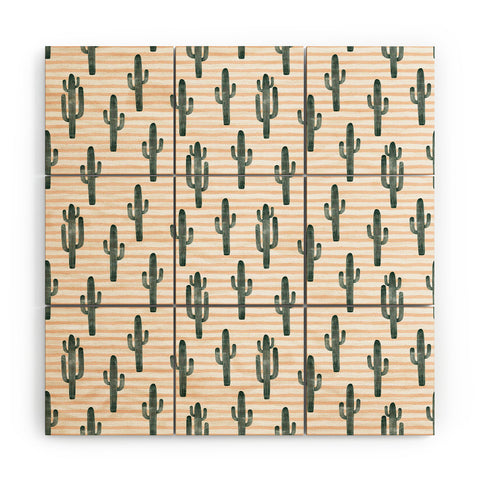 Little Arrow Design Co Modern Jungle Cactus Wood Wall Mural
