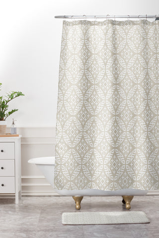 Little Arrow Design Co modern moroccan in beige Shower Curtain And Mat