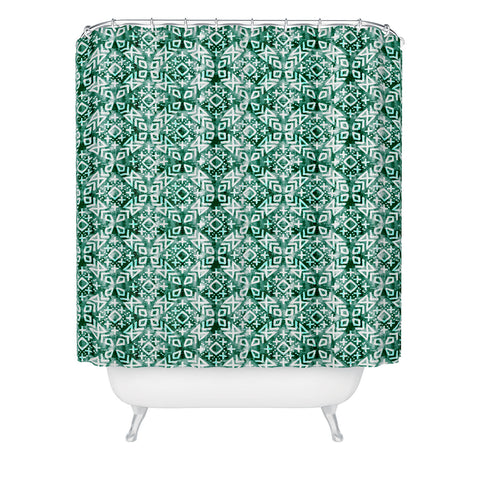 Little Arrow Design Co modern moroccan in emerald Shower Curtain