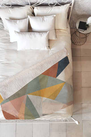 Little Arrow Design Co modern triangle mosaic multi Fleece Throw Blanket