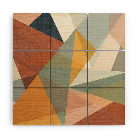 Little Arrow Design Co modern triangle mosaic multi Wood Wall Mural