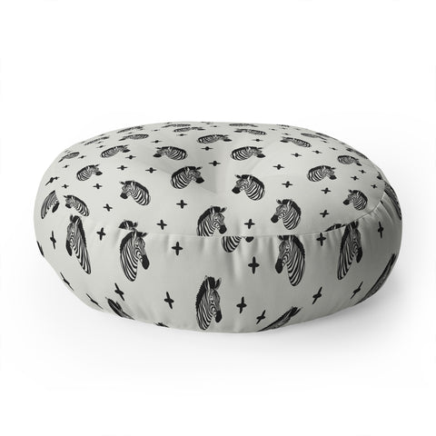 Little Arrow Design Co modern zebras Floor Pillow Round