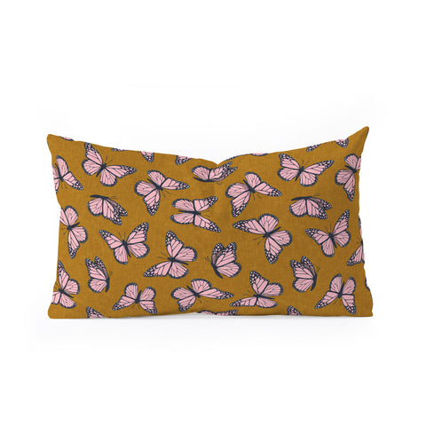 Little Arrow Design Co monarch butterflies pink Oblong Throw Pillow