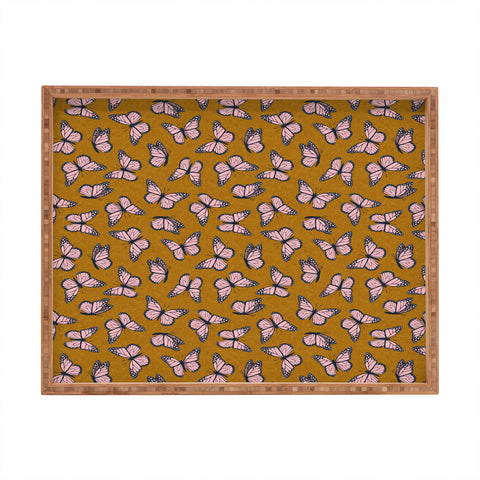 Little Arrow Design Co monarch butterflies pink Rectangular Tray