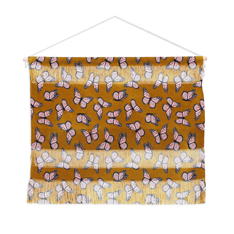 Little Arrow Design Co monarch butterflies pink Wall Hanging Landscape