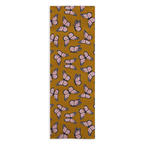Little Arrow Design Co monarch butterflies pink Yoga Towel