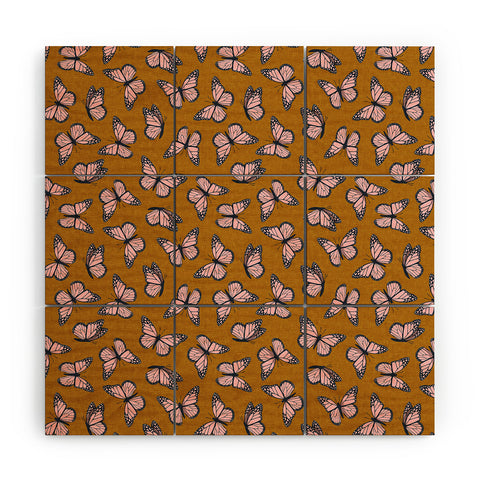 Little Arrow Design Co monarch butterflies pink Wood Wall Mural