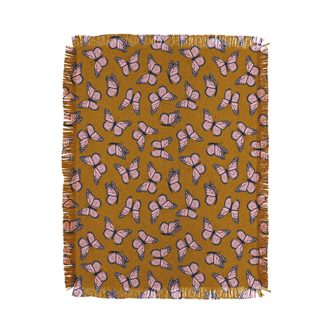 Little Arrow Design Co monarch butterflies pink Throw Blanket