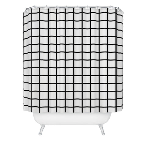 Little Arrow Design Co monochrome grid Shower Curtain