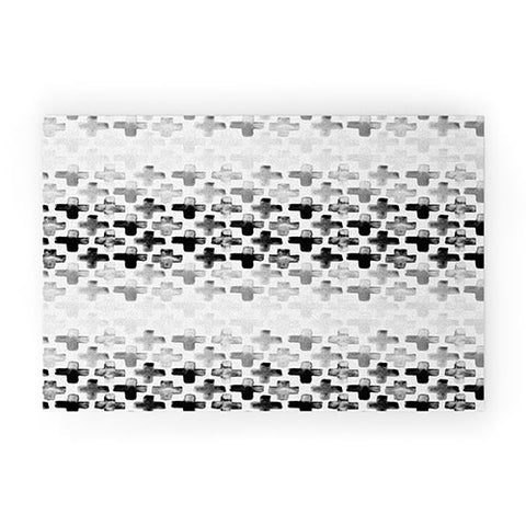 Little Arrow Design Co monochrome watercolor cross Welcome Mat
