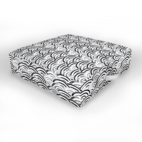 Little Arrow Design Co monochrome watercolor rainbows Outdoor Floor Cushion