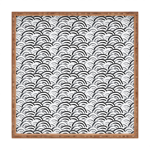 Little Arrow Design Co monochrome watercolor rainbows Square Tray