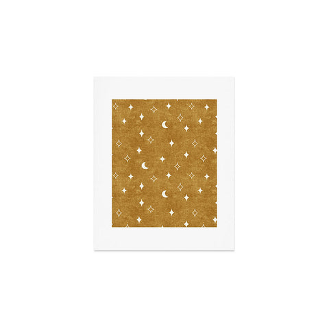 Little Arrow Design Co moon and stars mustard Art Print