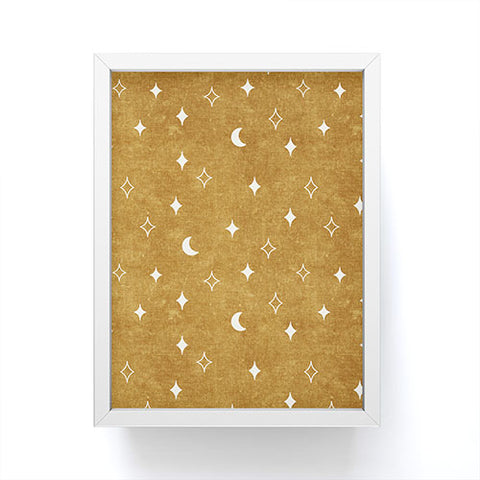 Little Arrow Design Co moon and stars mustard Framed Mini Art Print